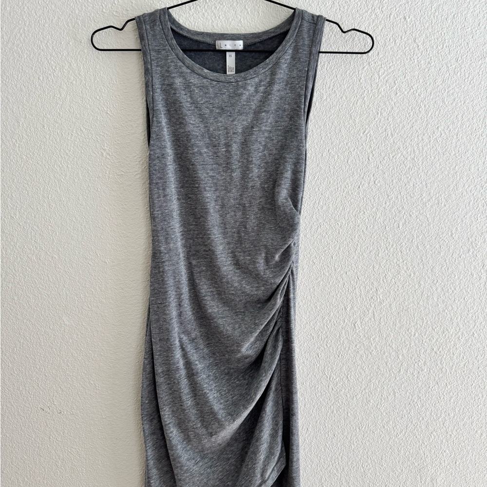 Leith Gray Sleeveless Midi Dress with Side Ruching